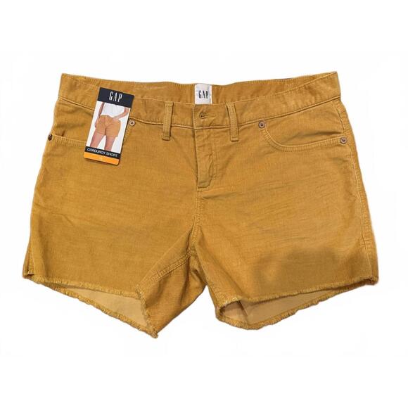 GAP Pants - NWT GAP Women's Corduroy Shorts Size 12 Golden Yellow Mustard Frayed Hem